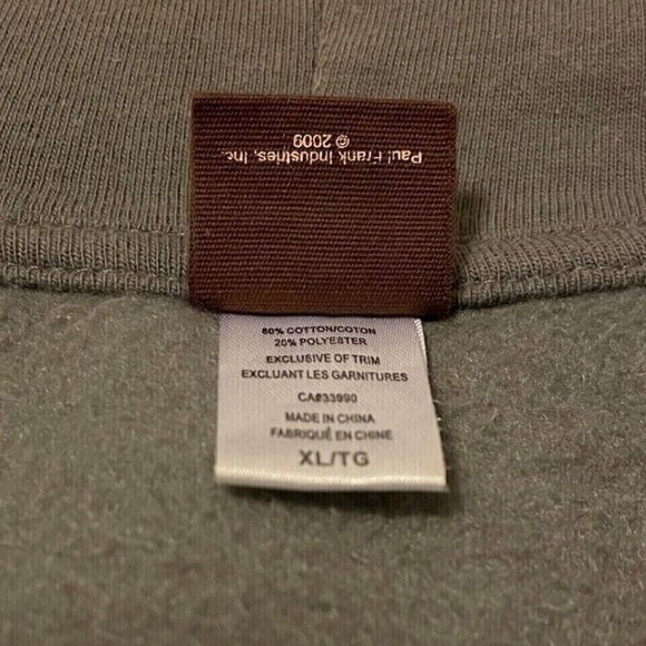 Mens Hoodie Full Zip Sweater Front Pullover Paul Frank Gray Sweatshirt XL - Picture 4 of 6